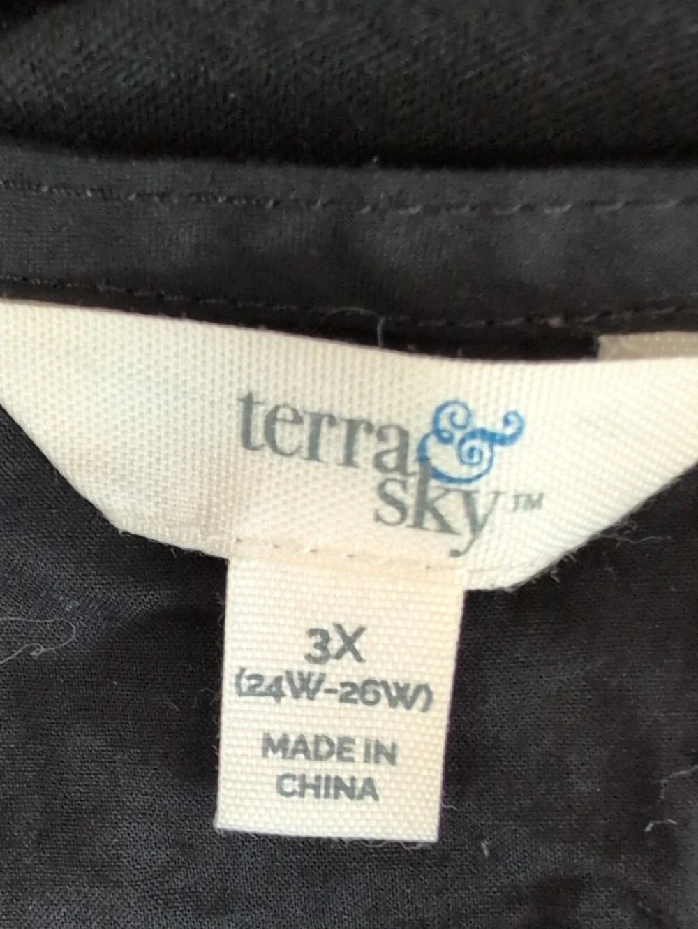 Terra & Sky Black Button-Front Women’s Top Blouse 3X         T206
